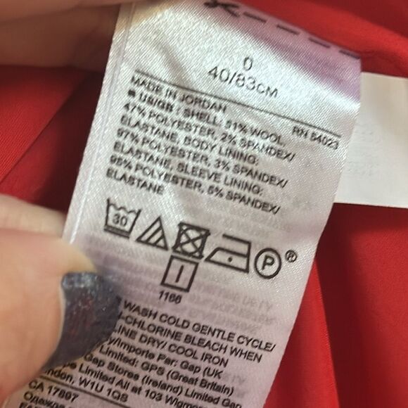 NWOT Banana Republic RED Classic Fit WASHABLE Italian Wool Blend Blazer SZ 0 - Picture 8 of 8